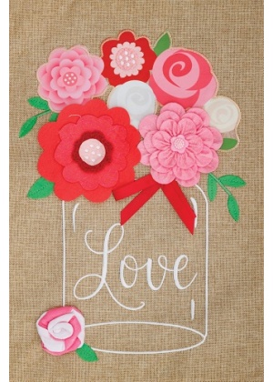 Love Jar Flag | Burlap, Valentine, Two Sided, Cool, Garden, Flags