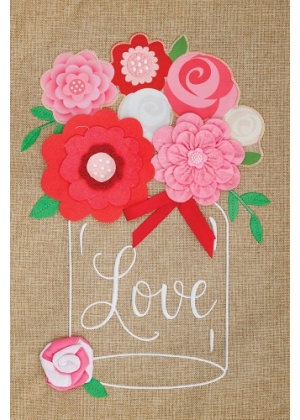 Love Jar Flag | Burlap, Valentine, Two Sided, Cool, Garden, Flags