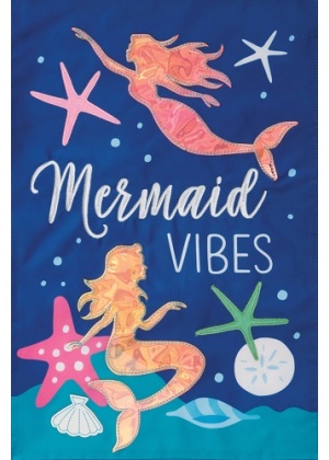 Mermaid Vibes Flag | Applique, Summer, Nautical, Garden, Flags