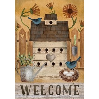Spring Birdhouse Flag | Welcome, Spring, Floral, Bird, Cool, Flags