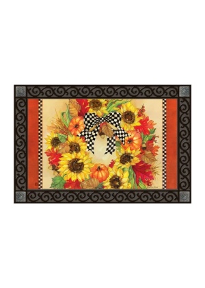 Sunflower Wreath Doormat | MatMates | Decorative Doormats