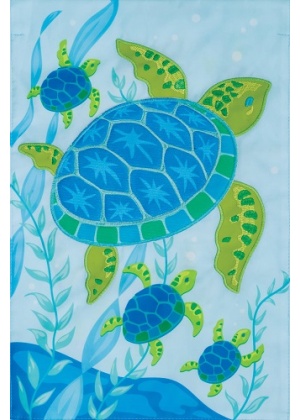 Turtle Babies in Seaweed Flag | Applique, Nautical, Garden, Flags