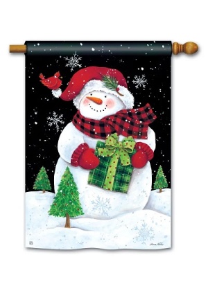 Buffalo Check Snowman House Flag | Christmas Flags | Cool Flags