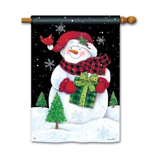 Buffalo Check Snowman House Flag | Christmas Flags | Cool Flags