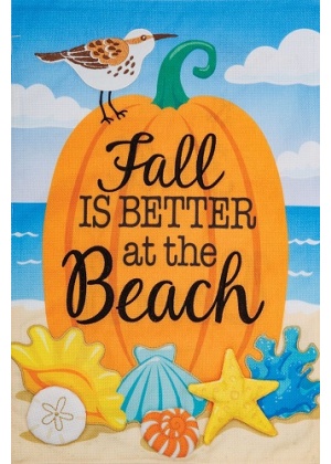 Beach Pumpkin Flag | Applique Flags | Fall Flags | Garden Flags