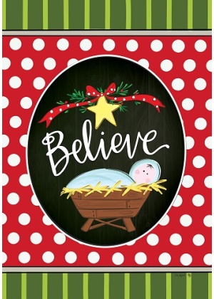 Believe Manger Flag | Christmas Flags | Double Sided Flags