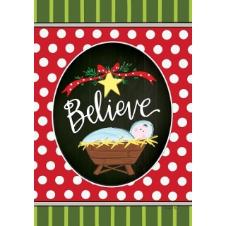 Believe Manger Flag | Christmas Flags | Double Sided Flags