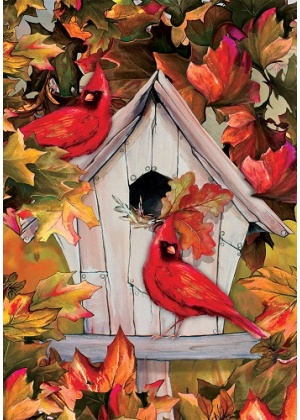 Cardinal Birdhouse Flag | Fall Flags | Bird Flags | Garden Flags