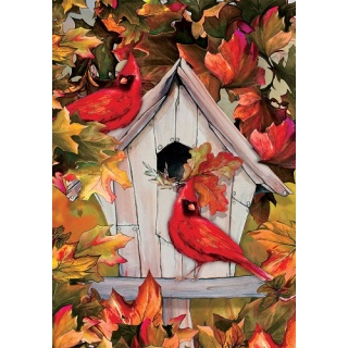 Cardinal Birdhouse Flag | Fall Flags | Bird Flags | Garden Flags