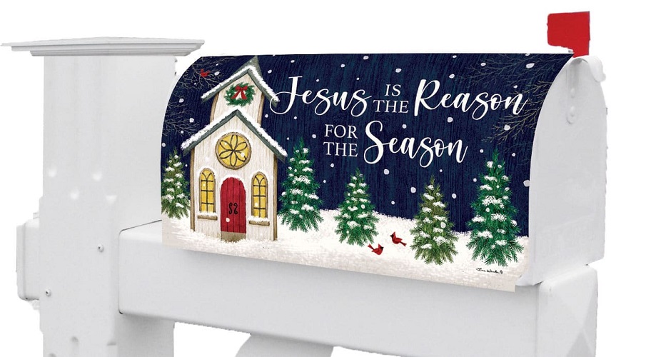 Christmas Church Mailbox Cover Mailbox Cover MailWraps