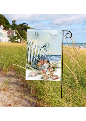 Collecting Sea Shells Garden Flag Image