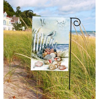 Collecting Sea Shells Garden Flag Image