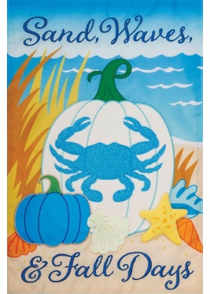 Crab Pumpkin Flag | Applique Flags | Fall Flags | Garden Flags