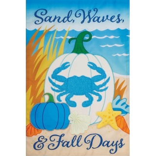 Crab Pumpkin Flag | Applique Flags | Fall Flags | Garden Flags