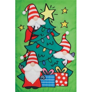 Gnome Tree Flag | Applique Flags | Christmas Flags | Garden Flag