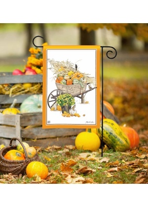 Harvest Wheelbarrow Garden Flag Image