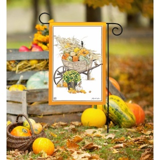 Harvest Wheelbarrow Garden Flag Image