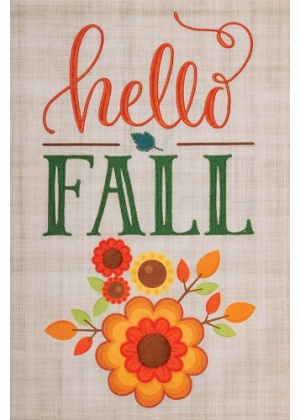 Hello Flower Burlap Flag | Burlap Flags | Fall Flags | Garden Flags