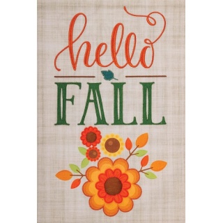 Hello Flower Burlap Flag | Burlap Flags | Fall Flags | Garden Flags