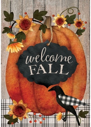 Pumpkin Crow Flag | Fall Flags | Two Sided Flags | Floral Flags