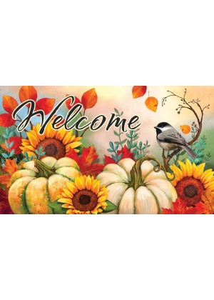 Pumpkins & Chickadees Doormat | Decorative Doormats | MatMate