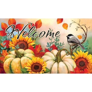 Pumpkins & Chickadees Doormat | Decorative Doormats | MatMate