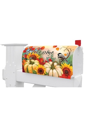 Pumpkins & Chickadees Mailbox Cover | Mailbox Cover | MailWrap