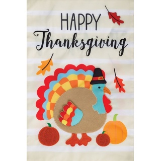 Striped Turkey Applique Flag | Applique Flags | Thanksgiving Flags