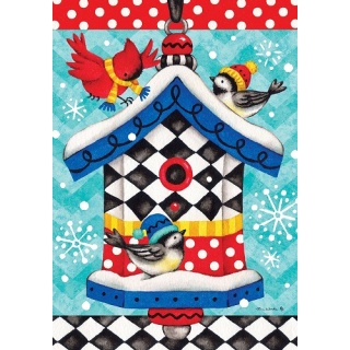 Whimsy Birdhouse Flag | Winter Flags | Bird Flags | Cool Flags