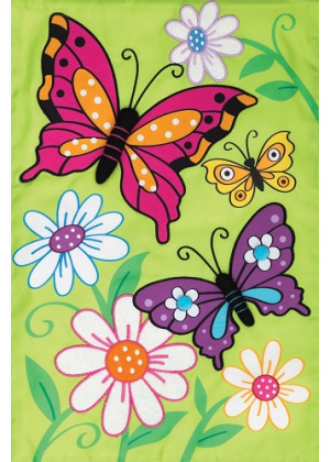 Butterflies & Daisies Flag | Applique Flags | Welcome Flags