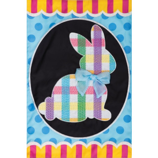 Checked Bunny Flag | Applique Flags | Easter Flags | Garden Flags