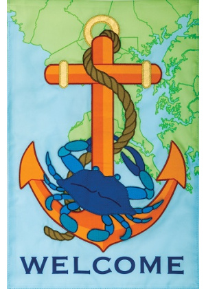 Crab Anchor Flag | Applique Flags | Summer Flags | Garden Flags