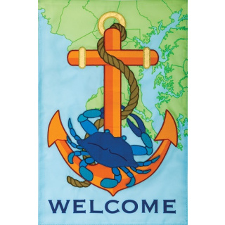 Crab Anchor Flag | Applique Flags | Summer Flags | Garden Flags