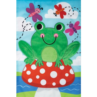 Frog on Toadstool Flag | Applique Flags | Summer Flags | Cool Flag
