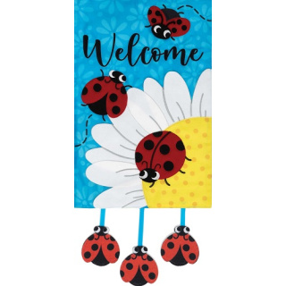 Ladybug Daisies Flag | Applique Flag | Summer Flag | Garden Flag