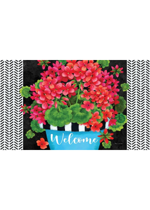 Blue Pot Geranium Doormat | Decorative Doormats | MatMates