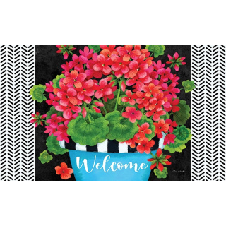 Blue Pot Geranium Doormat | Decorative Doormats | MatMates