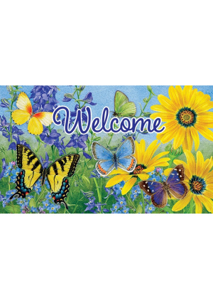 Blue & Yellow Butterflies Doormat | Decorative Doormats | MatMate