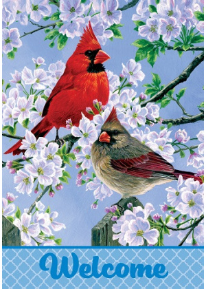 Cardinal Couple Flag | Spring Flags | Welcome Flags | Bird Flags