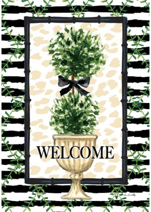 Double Topiary Flag | Spring Flag | Welcome Flag | Two Sided Flag