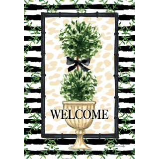 Double Topiary Flag | Spring Flag | Welcome Flag | Two Sided Flag