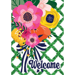 Floral Lattice Flag | Spring Flags | Welcome Flags | Two Sided Flag