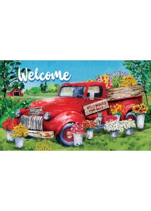 Flower Truck Doormat | MatMate | Decorative Doormats | Door Mat