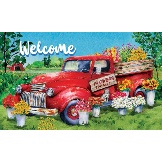 Flower Truck Doormat | MatMate | Decorative Doormats | Door Mat