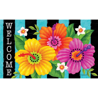 Hibiscus Stripe Doormat | Decorative Doormats | MatMates