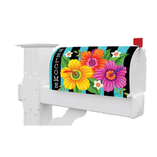 Hibiscus Stripe Mailbox Cover | Mailbox Wraps | Mailbox Covers