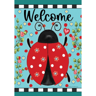 Ladybug Check Flag | Spring Flag | Welcome Flag | Two Sided Flag