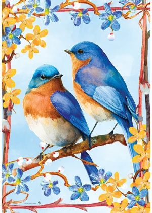 Lovely Bluebirds Flag | Spring Flags | Floral Flags | Bird Flags