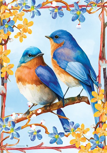 Lovely Bluebirds Flag | Spring Flags | Floral Flags | Bird Flags