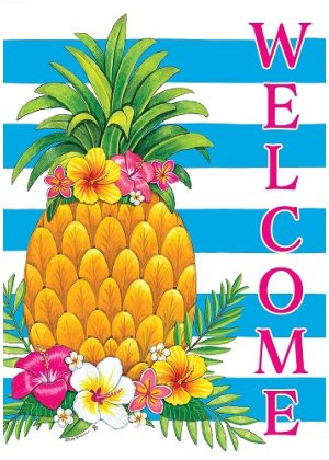 Pineapple Stripes Flag | Summer Flags | Welcome Flag | Cool Flag